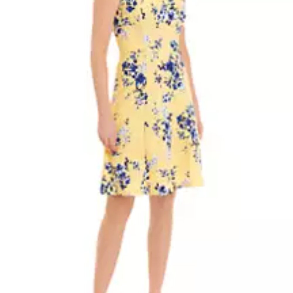 AGB Yellow and Blue Sleeveless Dress